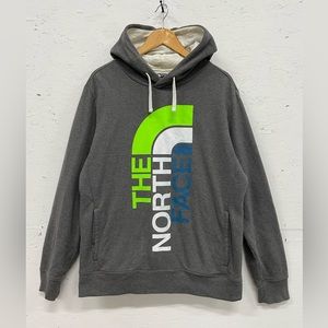 The North Face Large Logo Hoodie, Size L, Gray and Green